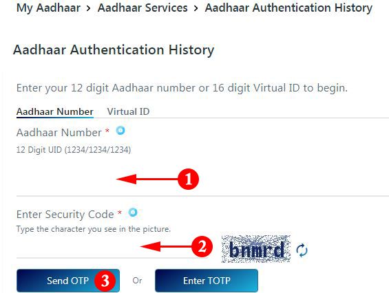 Enter Aadhaar Card Number