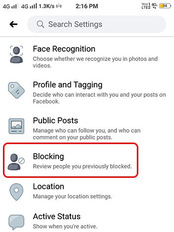 facebook blocking