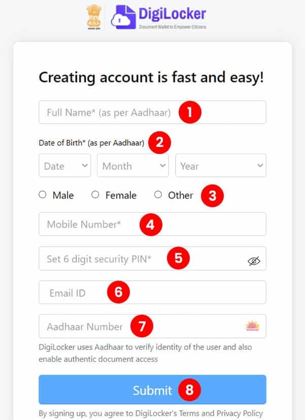 create digilocker account