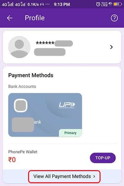 Select View All Payment Methods