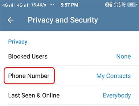 Telegram Privacy Setting hindi